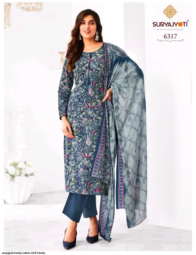 Suryajyoti Trendy Vol 63 Big Size Straight Cotton Printed Salwar Suit Wholesale Catalogue Supplier - Image 13