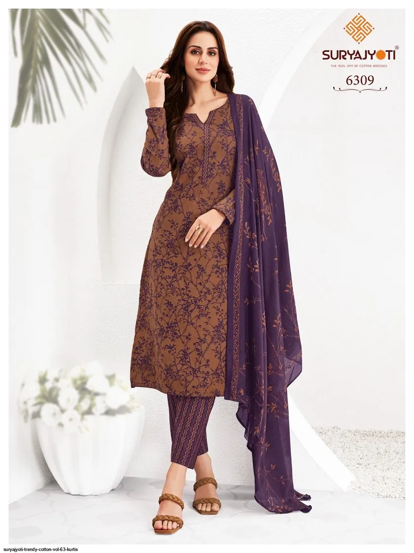 Suryajyoti Trendy Vol 63 Big Size Straight Cotton Printed Salwar Suit Wholesale Catalogue Supplier - Image 17