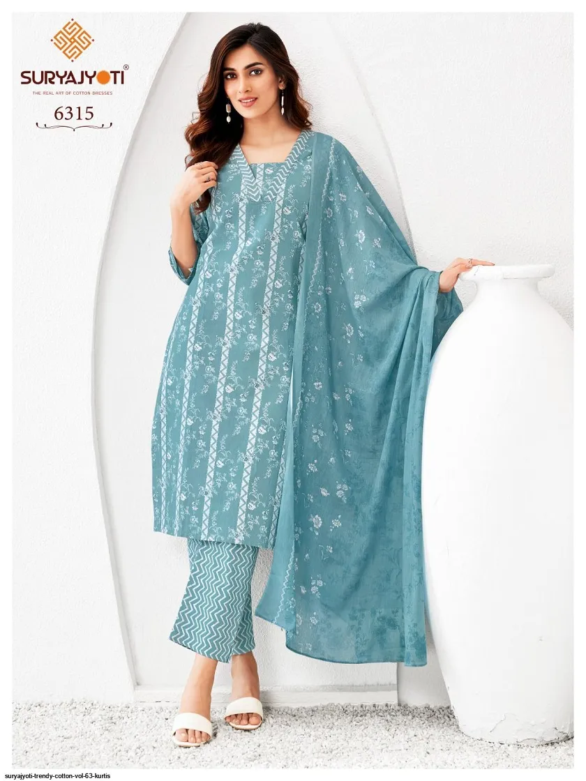 Suryajyoti Trendy Vol 63 Big Size Straight Cotton Printed Salwar Suit Wholesale Catalogue Supplier - Image 19