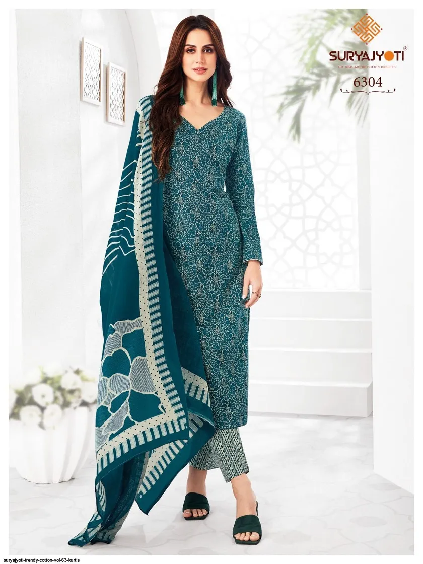 Suryajyoti Trendy Vol 63 Big Size Straight Cotton Printed Salwar Suit Wholesale Catalogue Supplier - Image 2