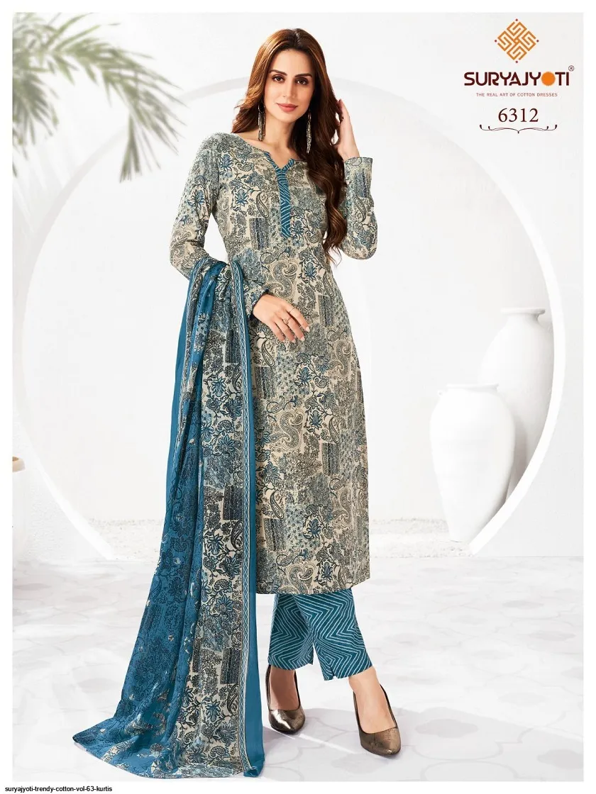 Suryajyoti Trendy Vol 63 Big Size Straight Cotton Printed Salwar Suit Wholesale Catalogue Supplier - Image 3