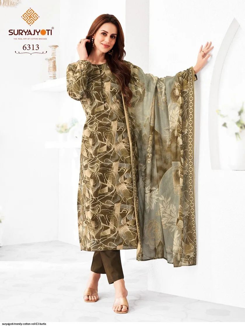 Suryajyoti Trendy Vol 63 Big Size Straight Cotton Printed Salwar Suit Wholesale Catalogue Supplier - Image 5