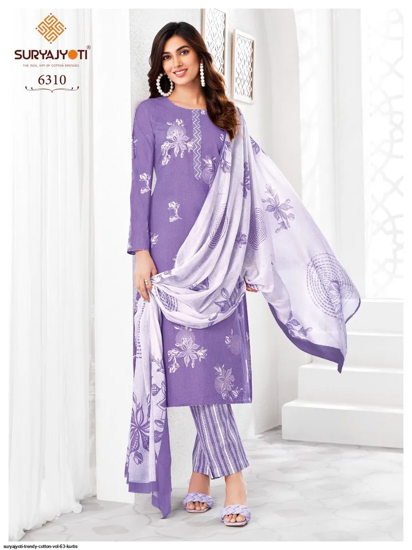 Suryajyoti Trendy Vol 63 Big Size Straight Cotton Printed Salwar Suit Wholesale Catalogue Supplier - Image 9