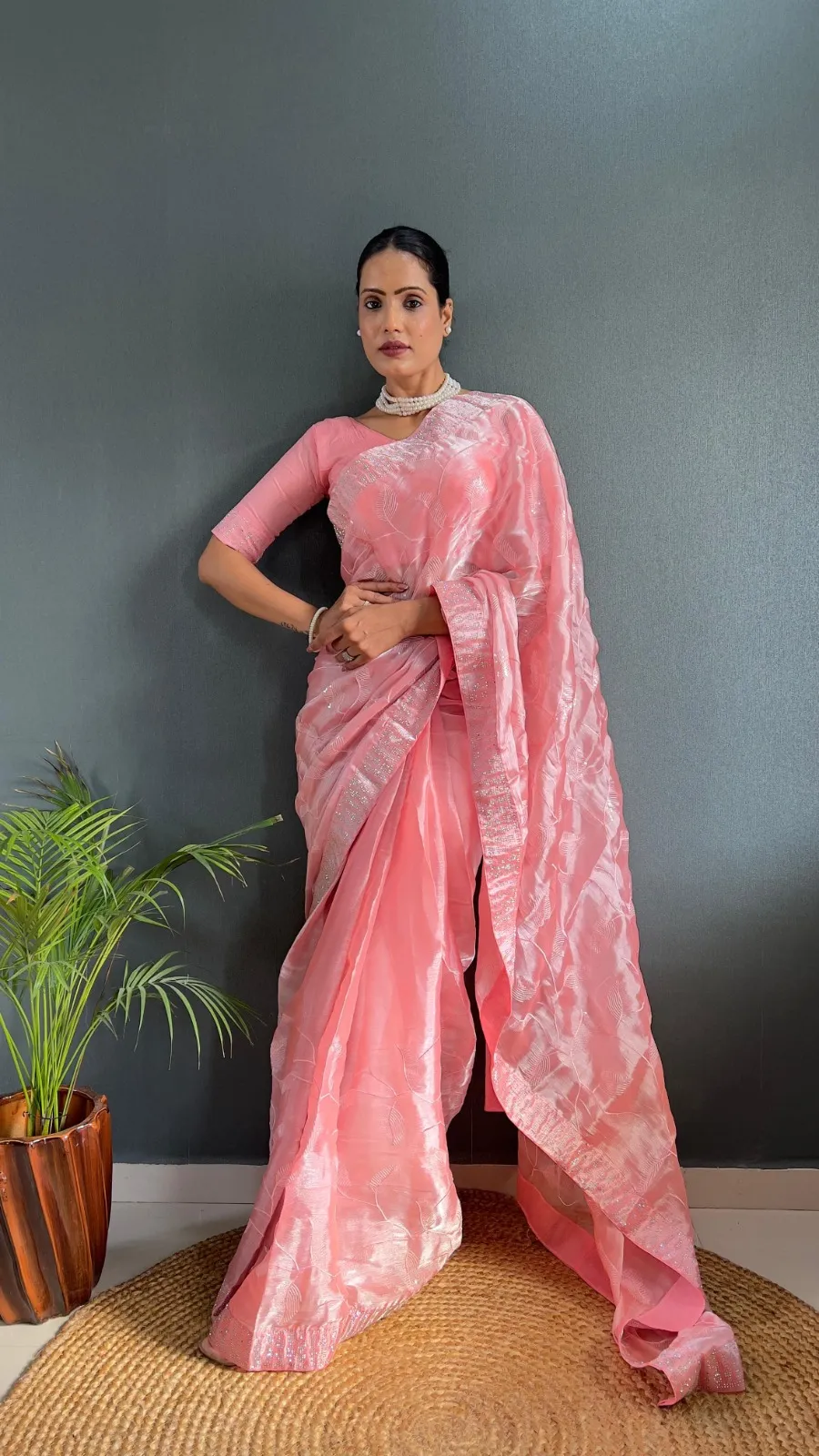 Trending Burburry Silk Border Ready To Wear Saree - Image 2