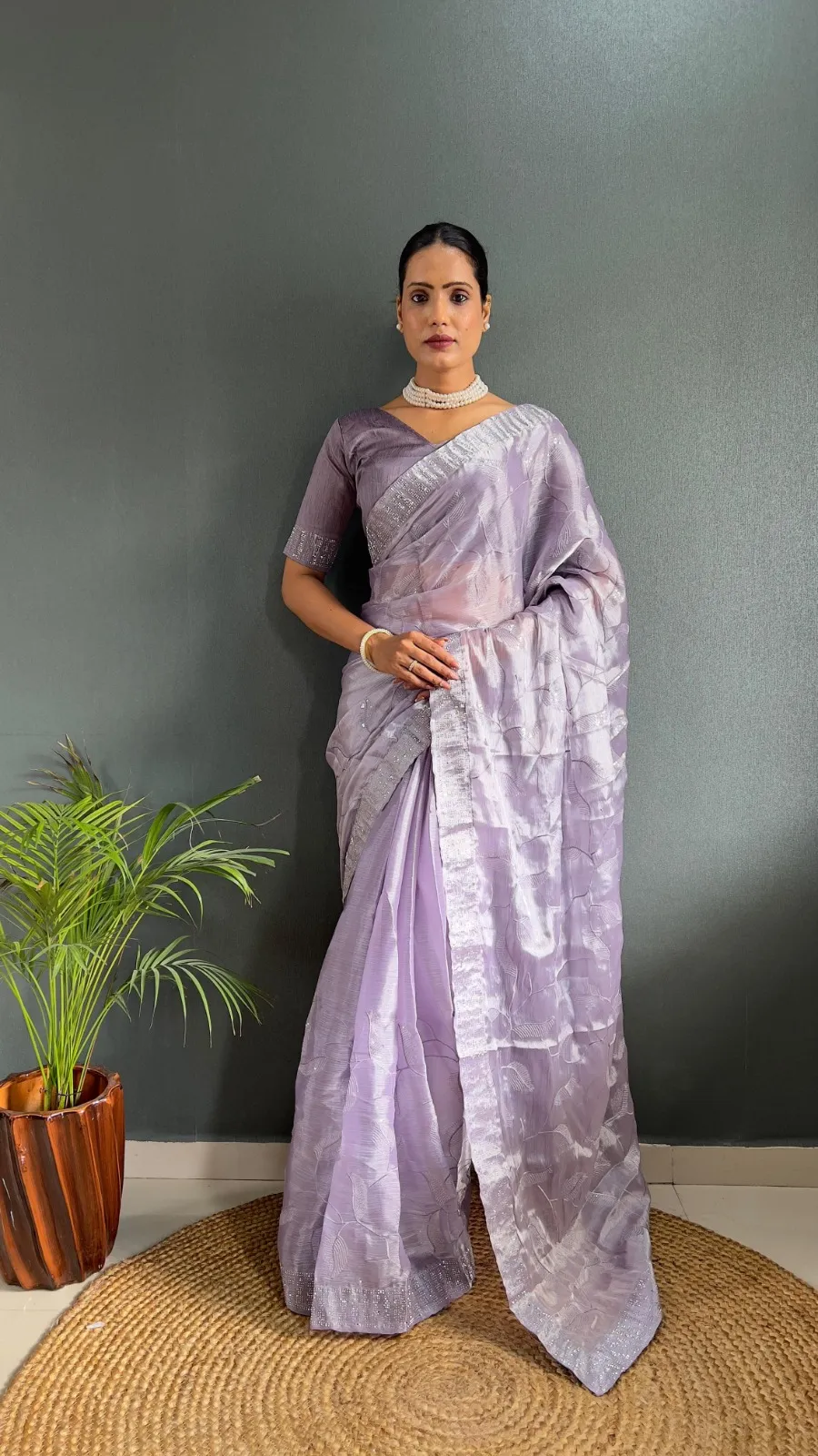 Trending Burburry Silk Border Ready To Wear Saree - Image 4