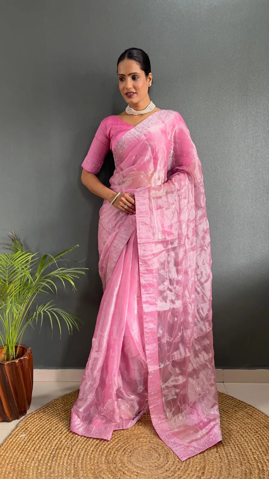 Trending Burburry Silk Border Ready To Wear Saree - Image 6
