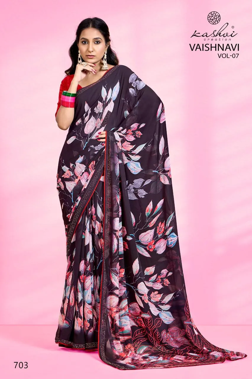 Vaishnavi Vol 06 by Kashvi Creation Swarovski Work Printed Ethnic Saree Wholesalers - Image 3