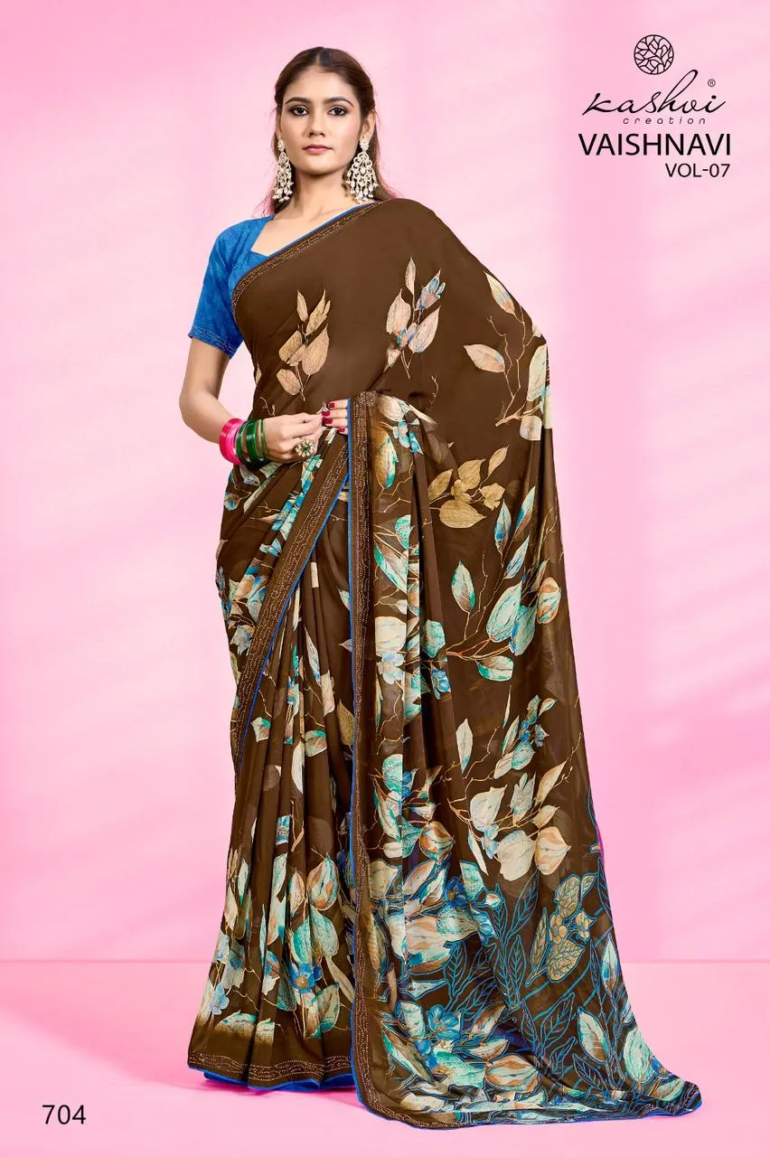 Vaishnavi Vol 06 by Kashvi Creation Swarovski Work Printed Ethnic Saree Wholesalers - Image 4