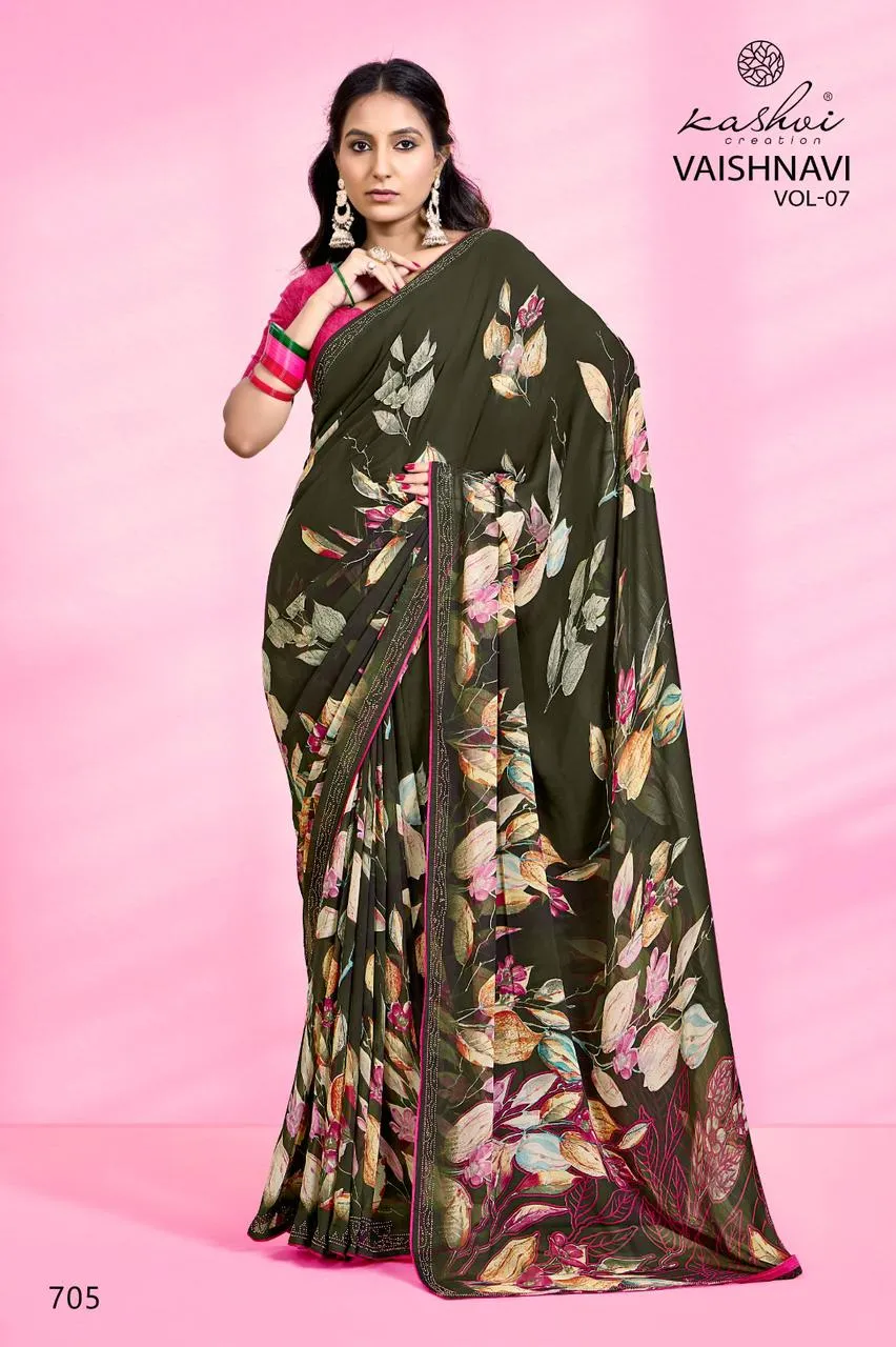 Vaishnavi Vol 06 by Kashvi Creation Swarovski Work Printed Ethnic Saree Wholesalers - Image 5