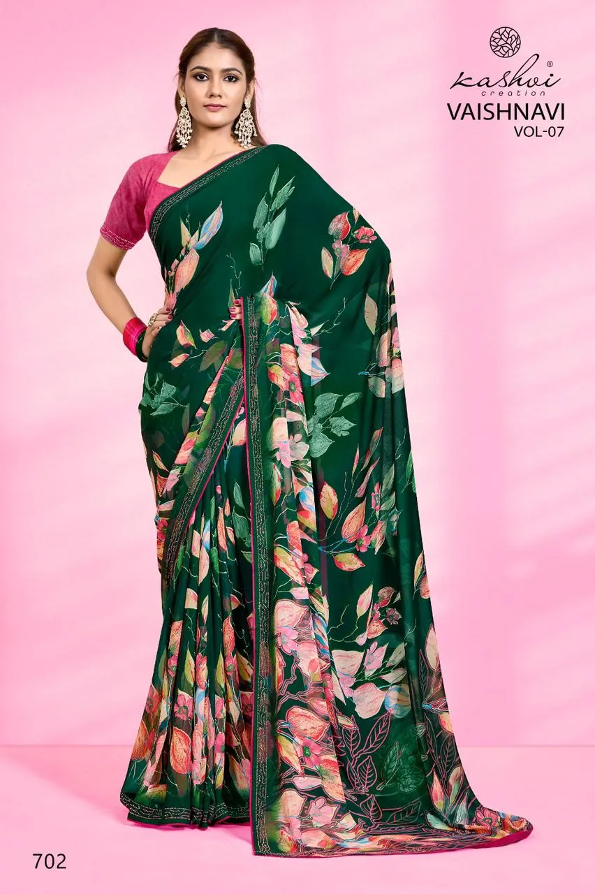 Vaishnavi Vol 06 by Kashvi Creation Swarovski Work Printed Ethnic Saree Wholesalers - Image 6