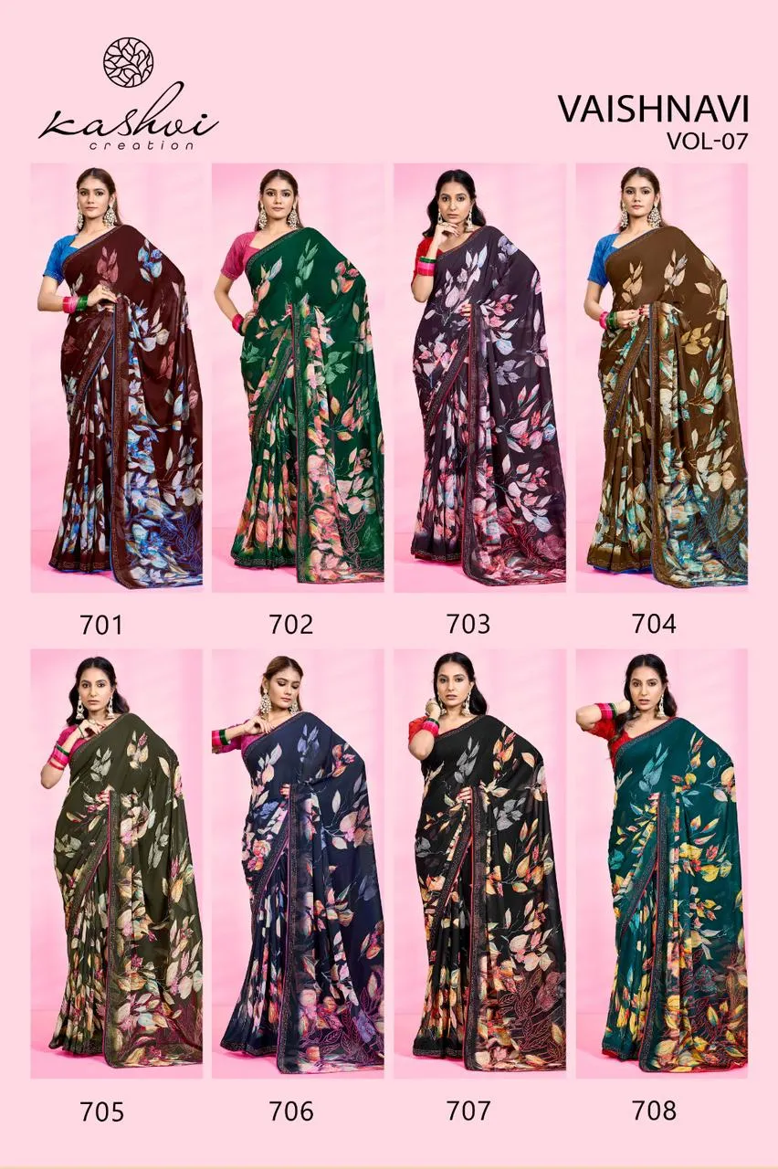 Vaishnavi Vol 06 by Kashvi Creation Swarovski Work Printed Ethnic Saree Wholesalers - Image 8