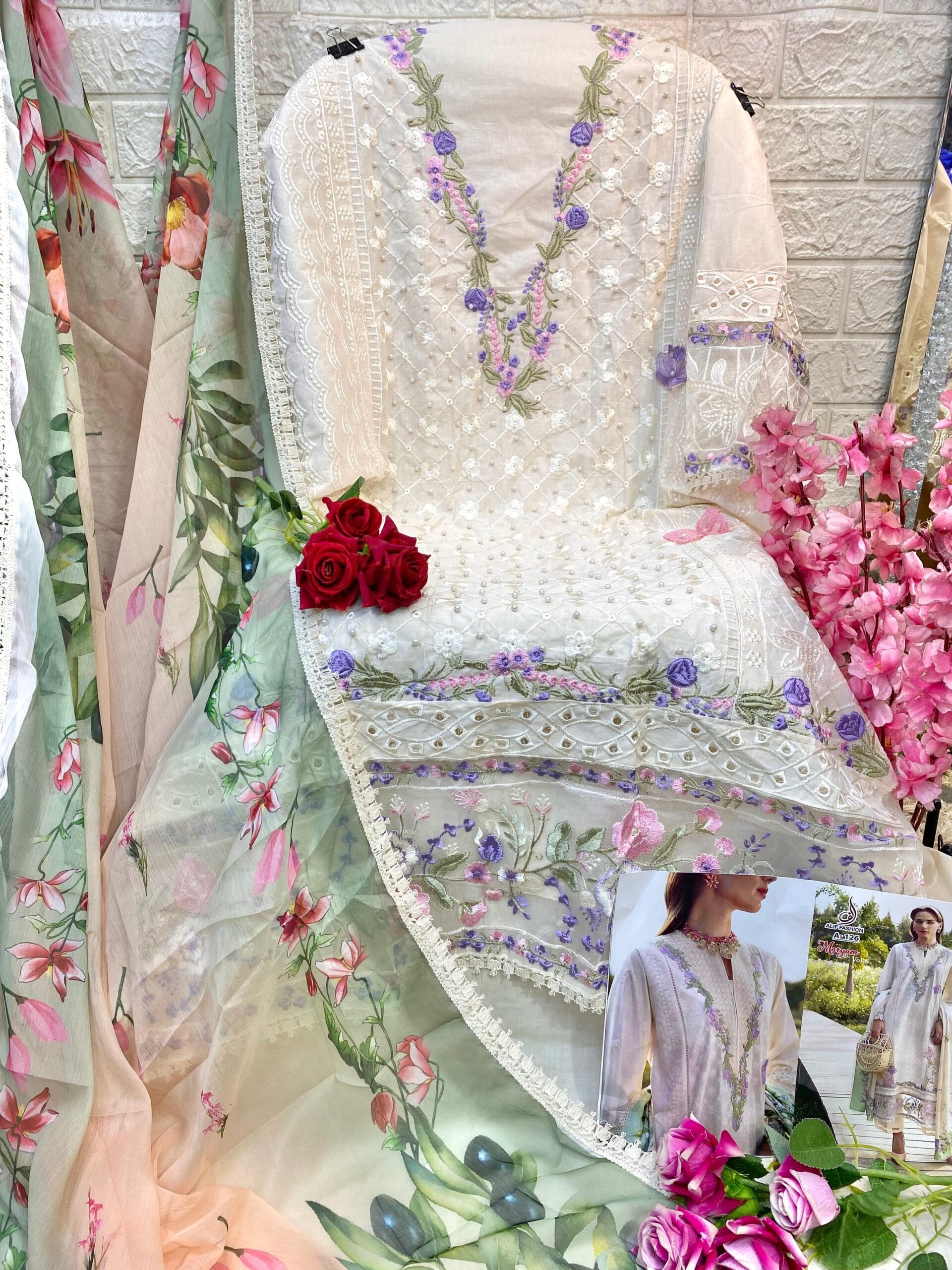 Alif Fashion Maryam Vol 6 Pure Cotton Pakistani Style Salwar Suit Eid Wear - Image 2