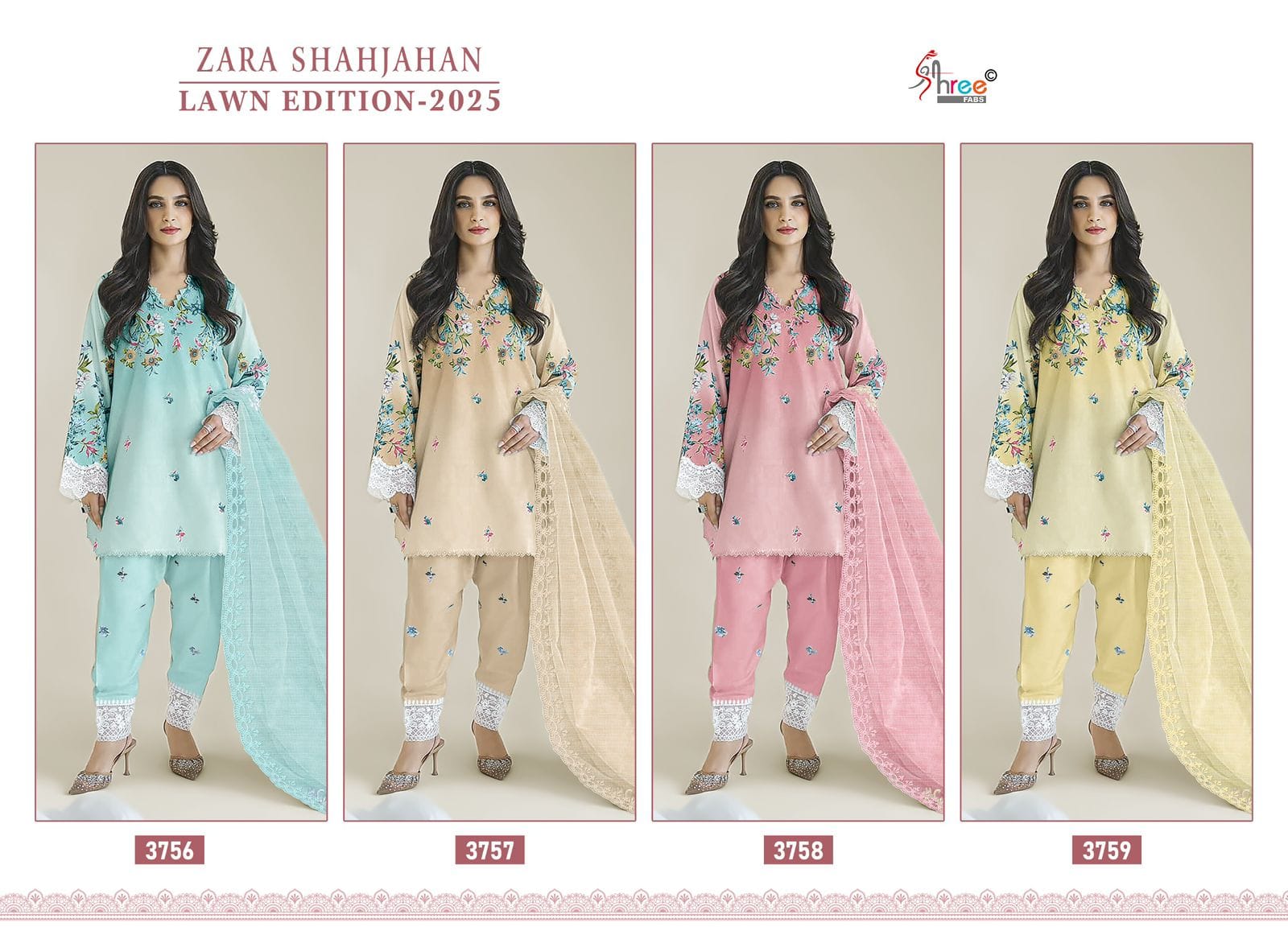 Shree Fabs Zara Shahjahan Lawn Edition2025 Printed Cotton Pakistani Style Salwar Suit For Eid - Image 4