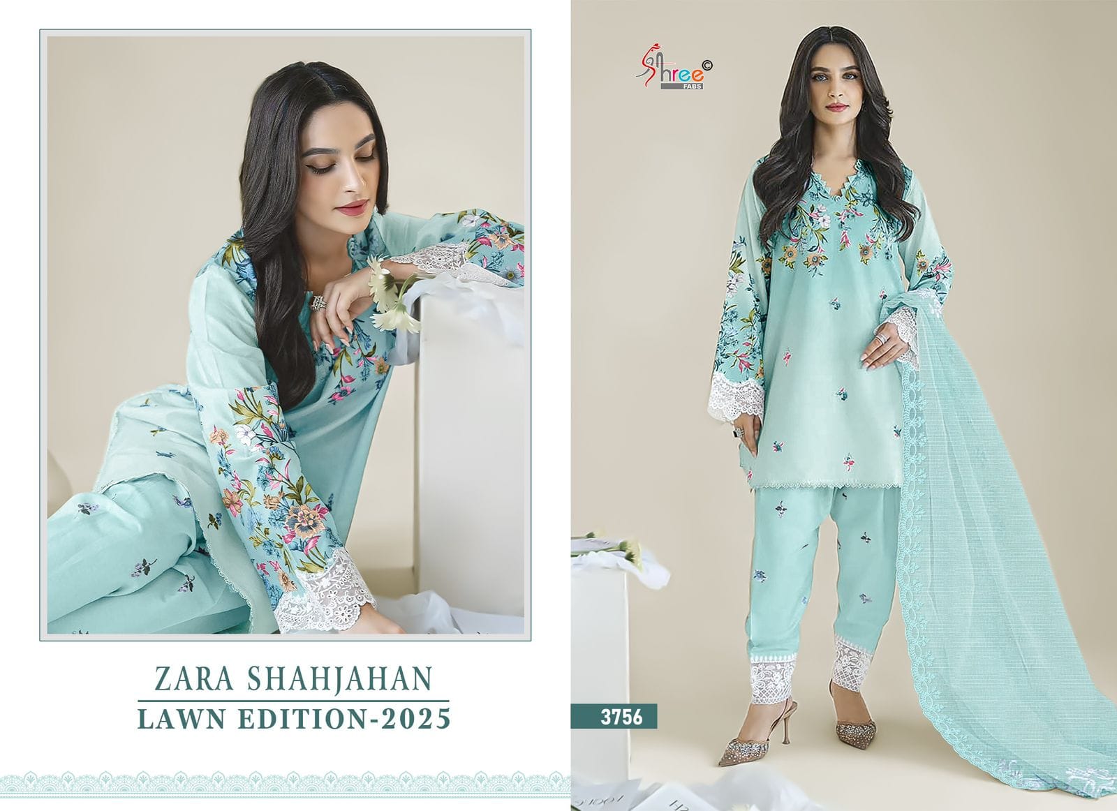 Shree Fabs Zara Shahjahan Lawn Edition2025 Printed Cotton Pakistani Style Salwar Suit For Eid - Image 3
