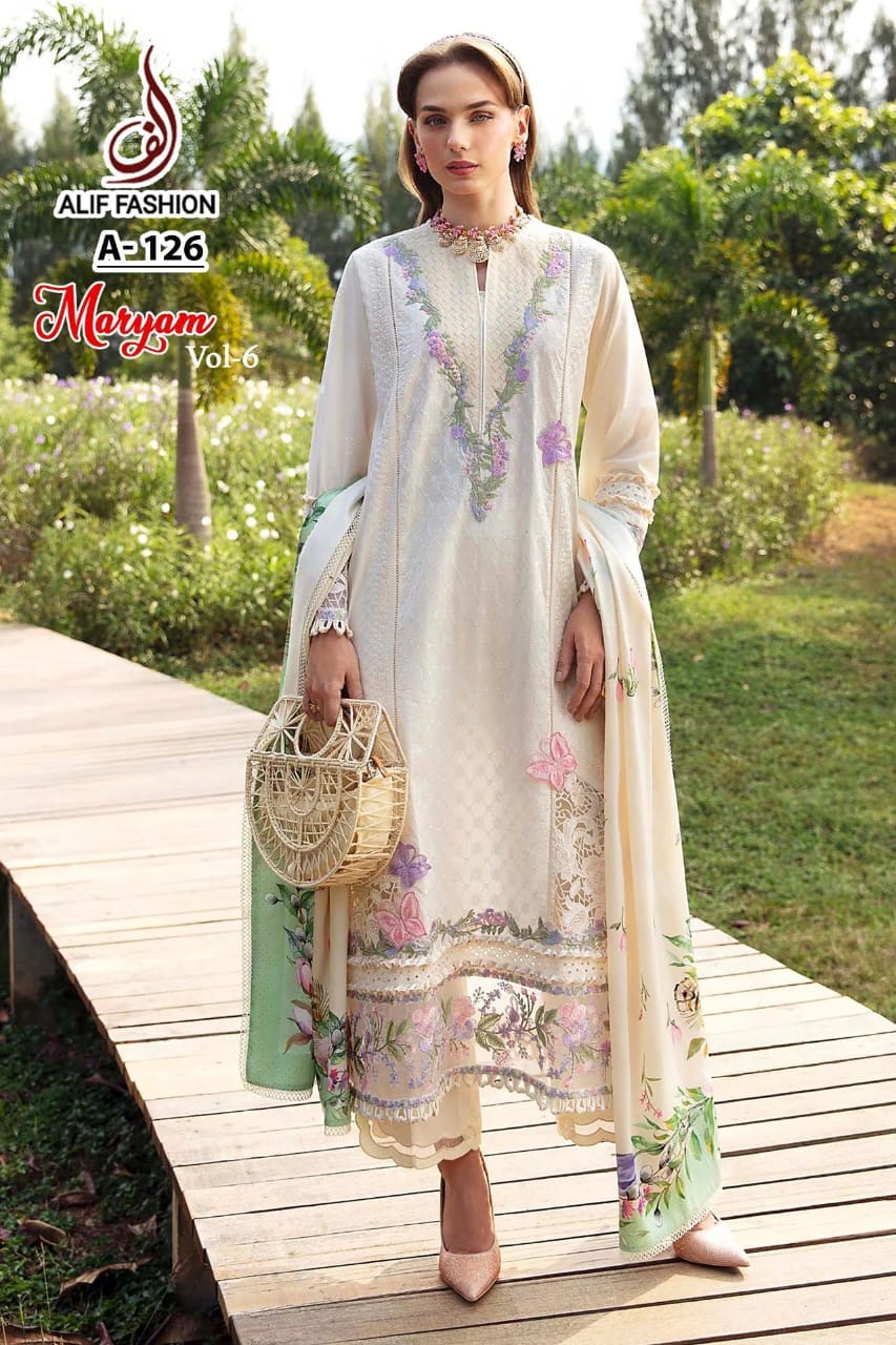 Alif Fashion Maryam Vol 6 Pure Cotton Pakistani Style Salwar Suit Eid Wear