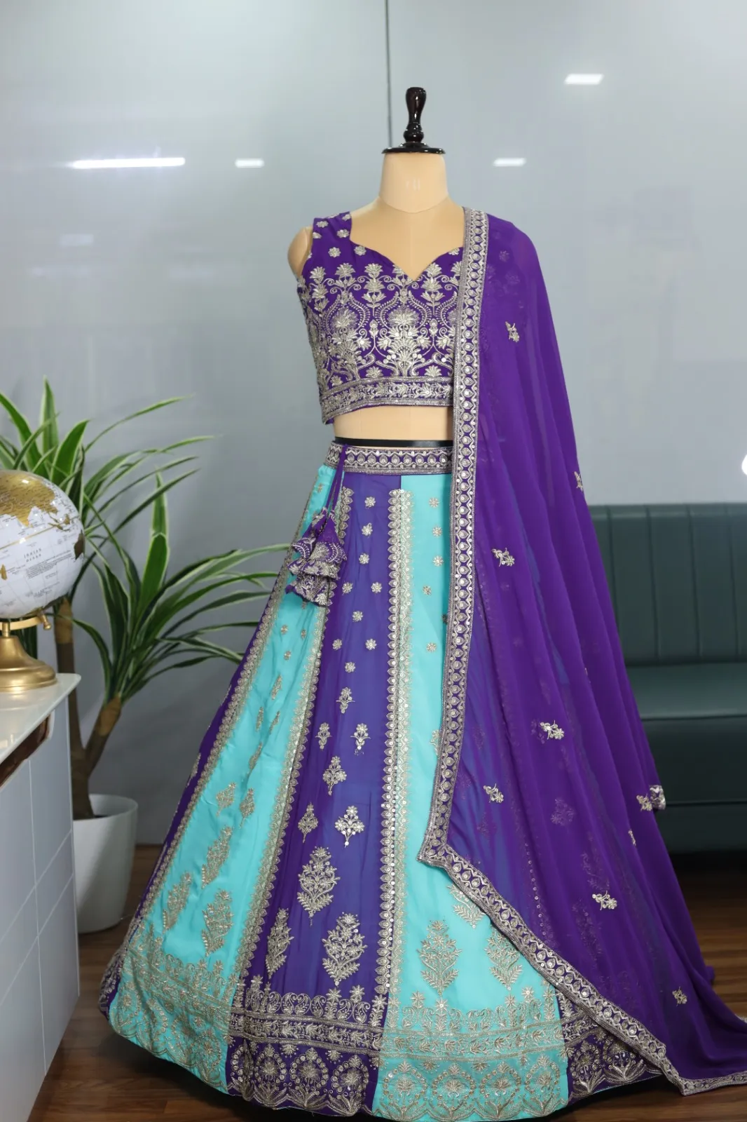 Blue Multi Color Party Wear Lehenga Choli With Heavy Sequence Embroidery Work