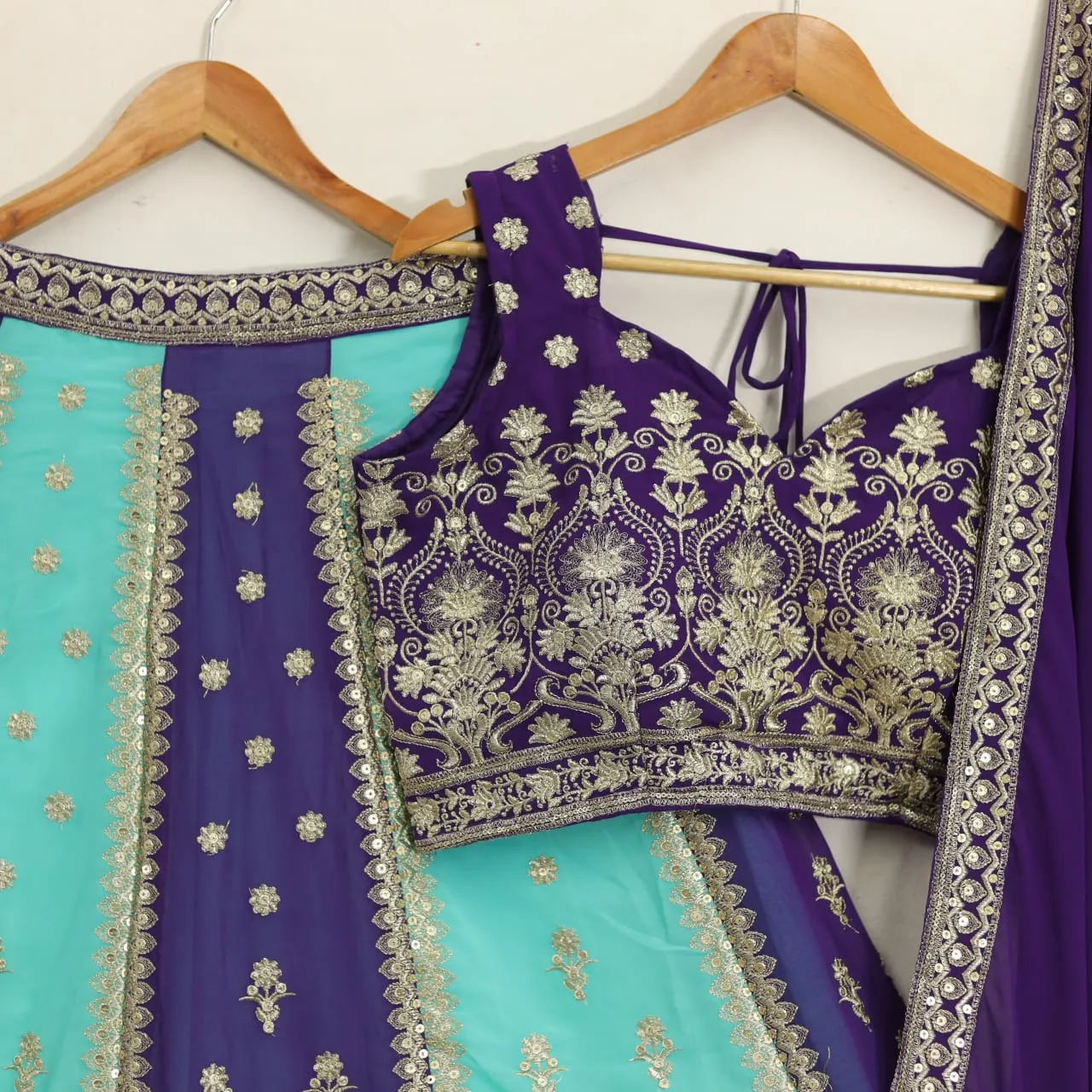 Blue Multi Color Party Wear Lehenga Choli With Heavy Sequence Embroidery Work - Image 2