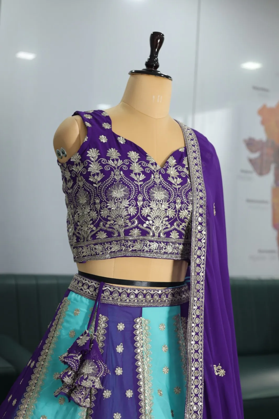Blue Multi Color Party Wear Lehenga Choli With Heavy Sequence Embroidery Work - Image 3