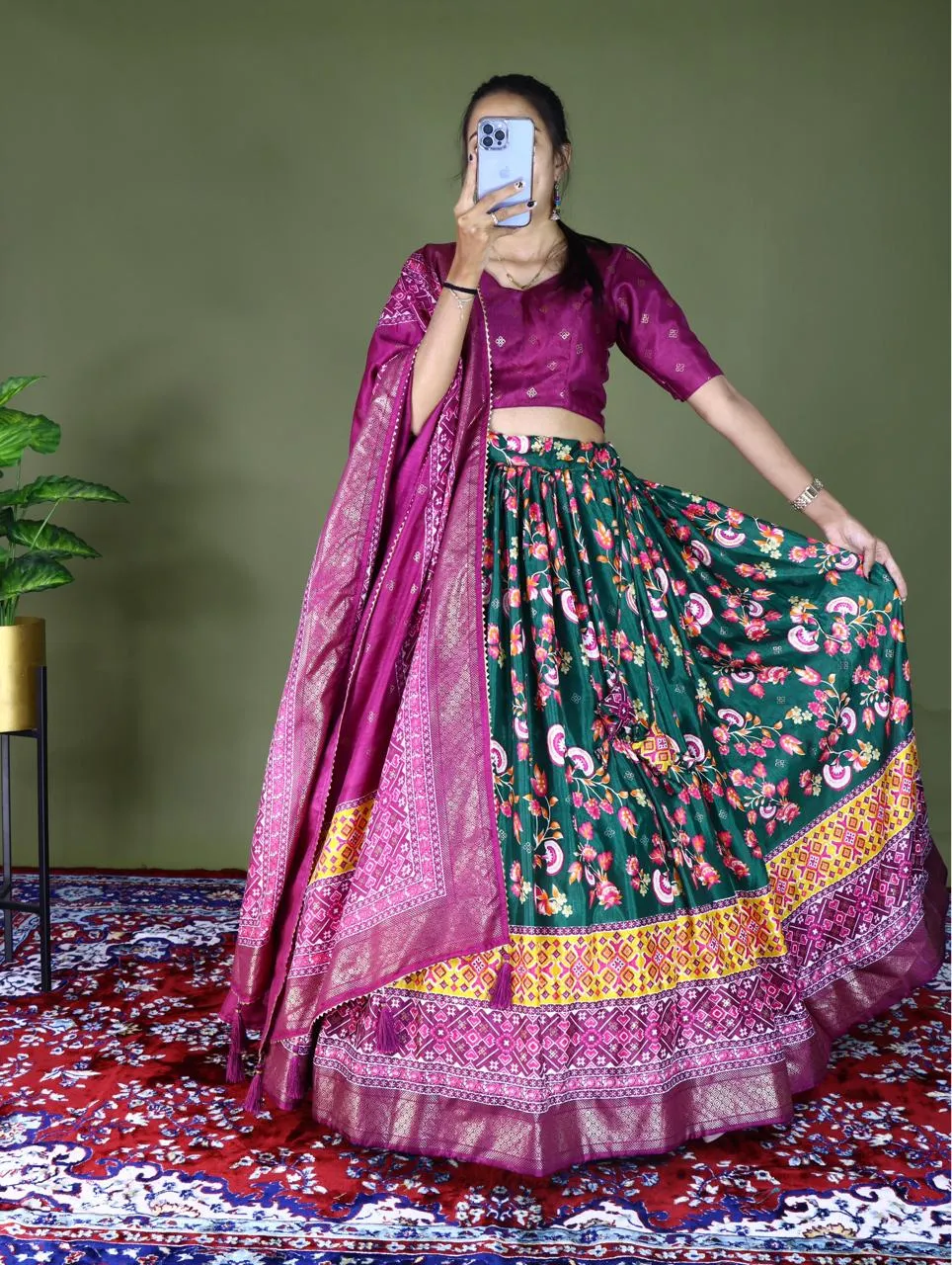 Dola Silk Lehenga Choli With Floral Print