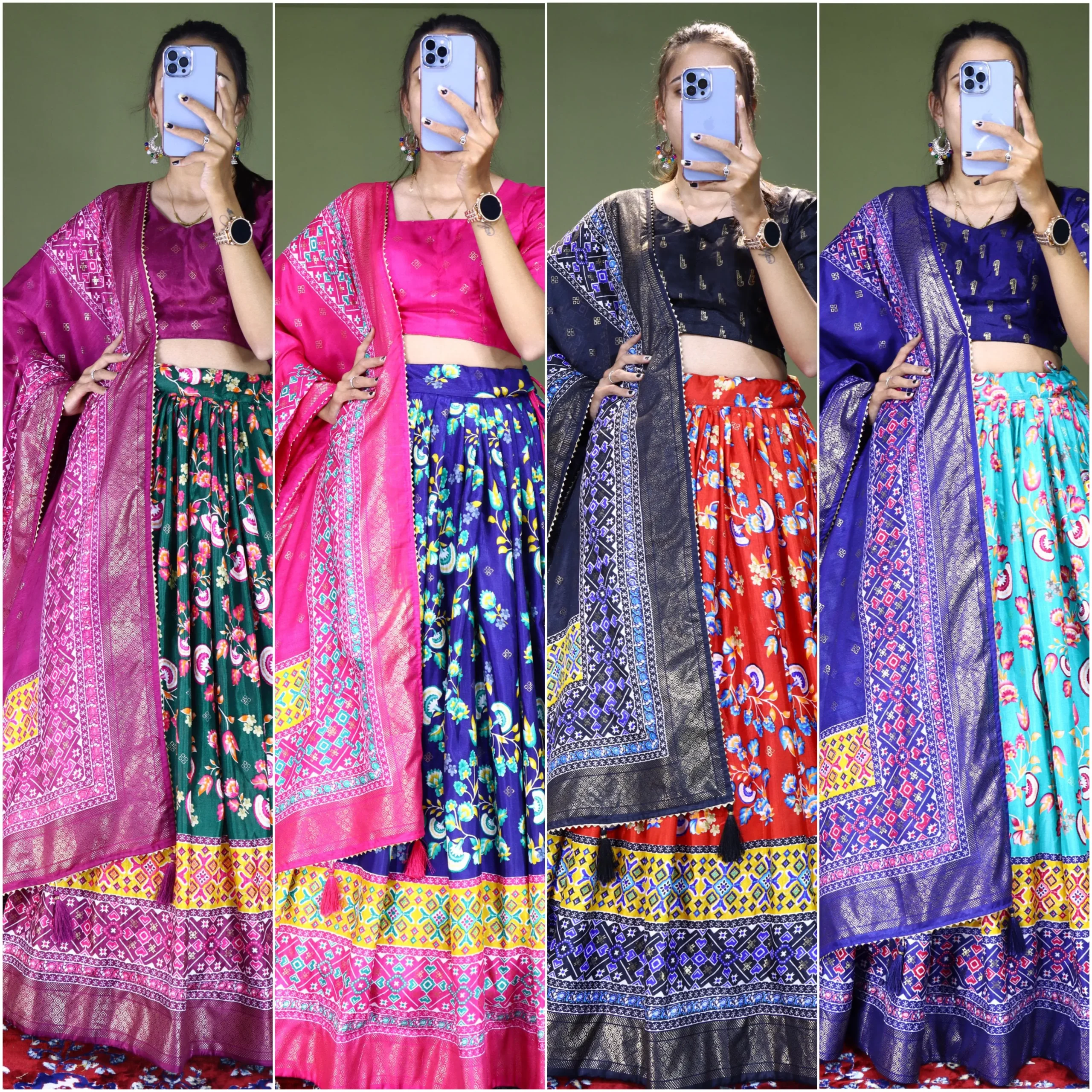 Dola Silk Lehenga Choli With Floral Print - Image 2
