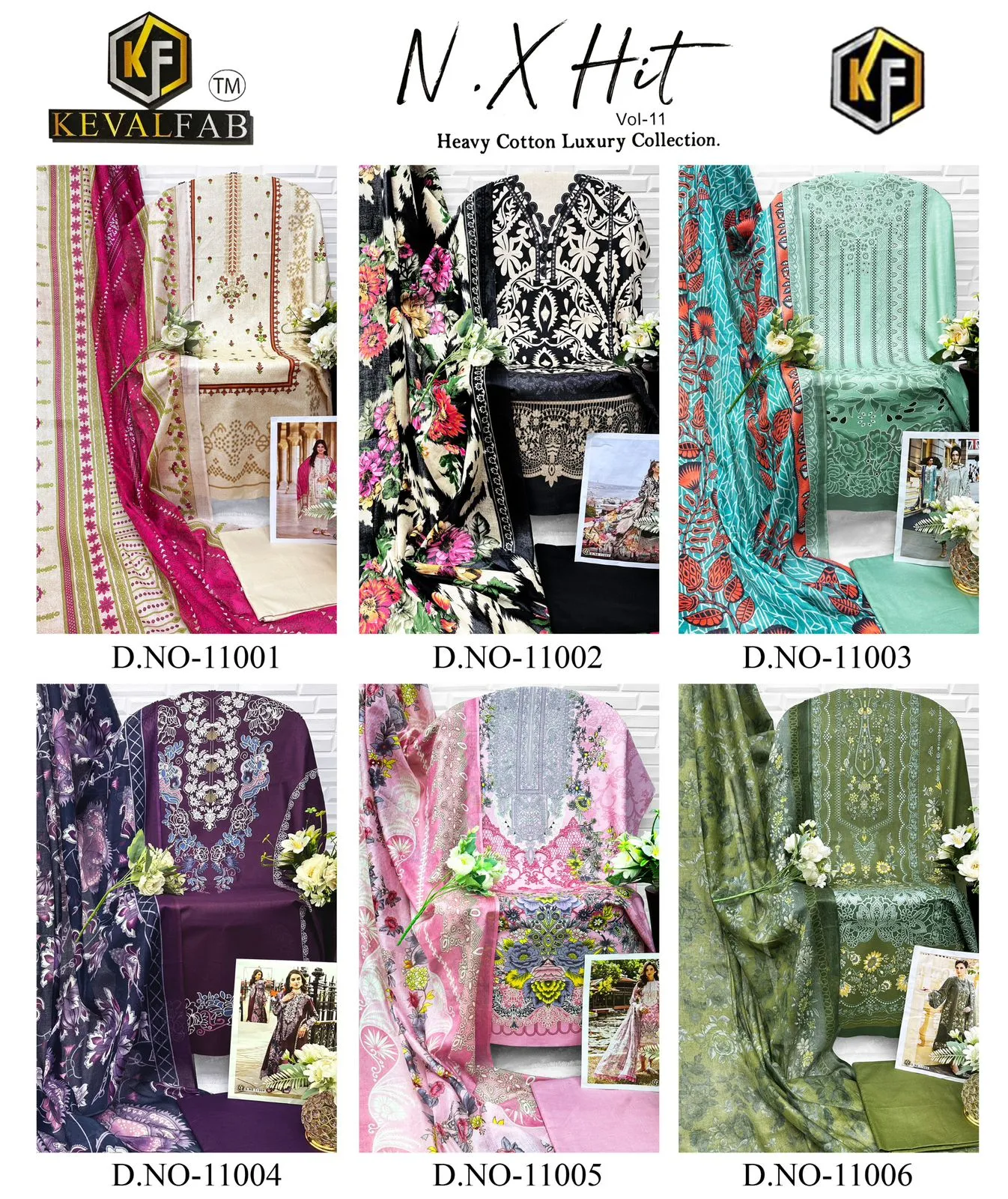 K kasha nx Hit Vol-11 Wholesale Pakistani Printed Cotton Dress Materials - Image 3