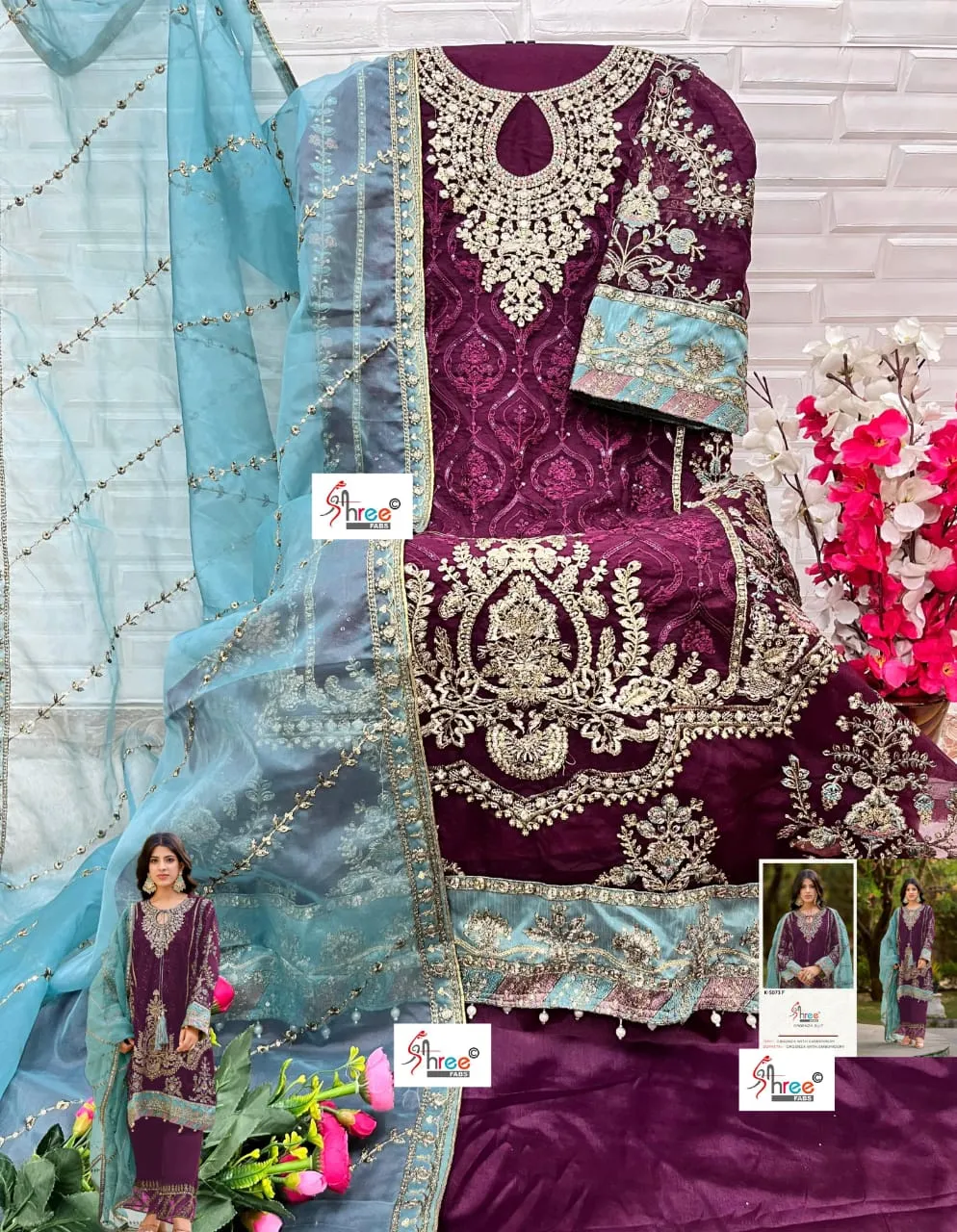 Shree Fabs Dn k5073 Pakistani Suit Wholesaler Heavy Organza Pakistani Fashion Salwar Suit - Image 2