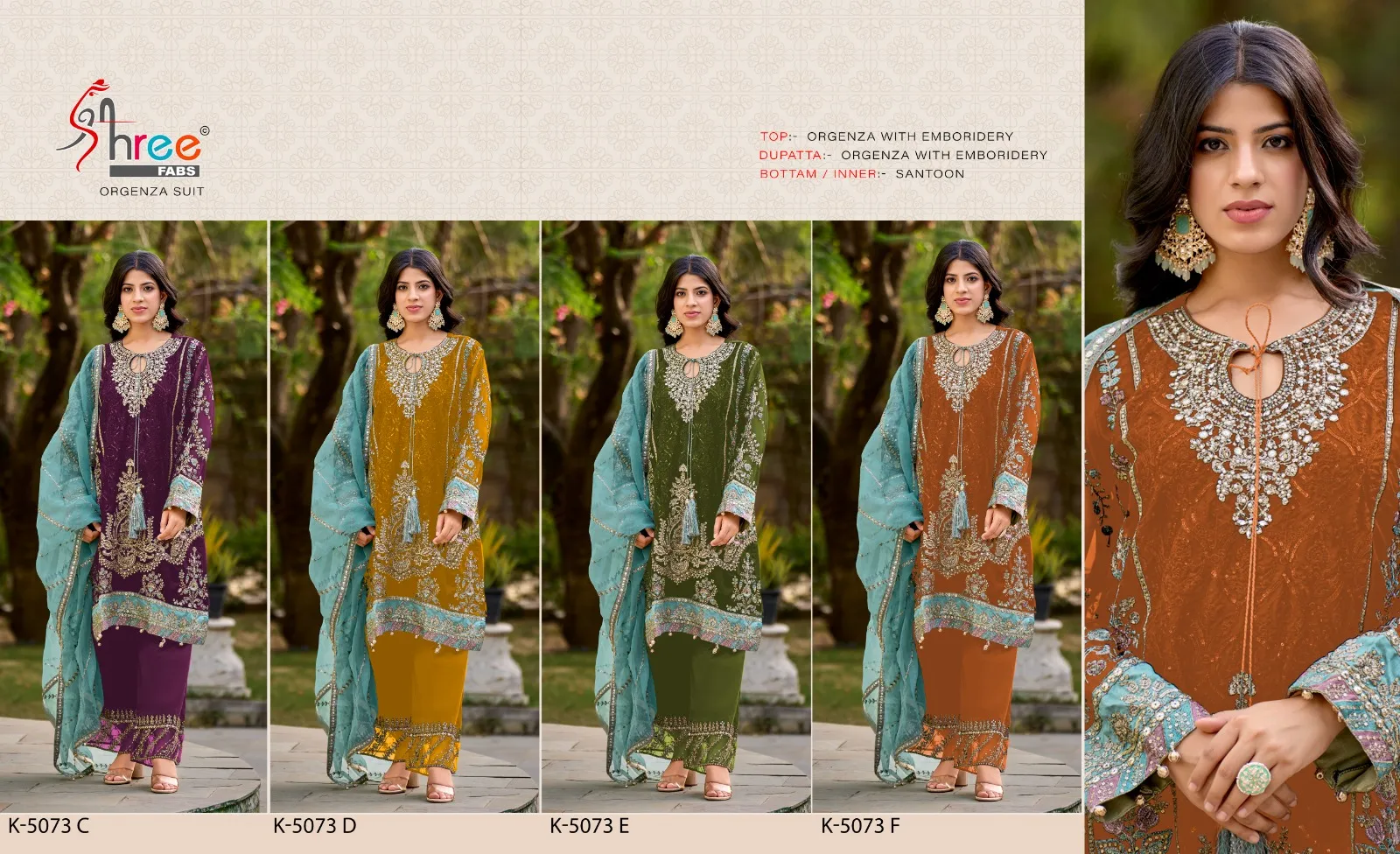 Shree Fabs Dn k5073 Pakistani Suit Wholesaler Heavy Organza Pakistani Fashion Salwar Suit - Image 4
