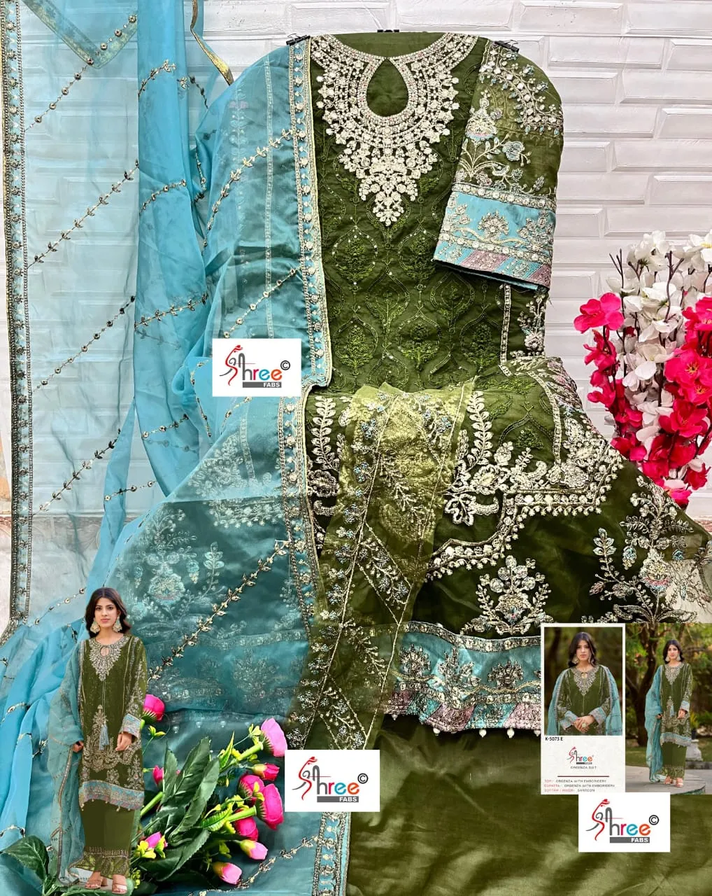 Shree Fabs Dn k5073 Pakistani Suit Wholesaler Heavy Organza Pakistani Fashion Salwar Suit - Image 5