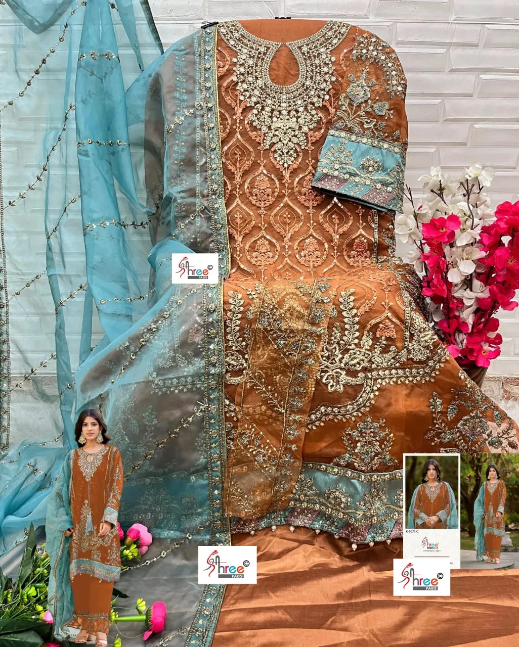Shree Fabs Dn k5073 Pakistani Suit Wholesaler Heavy Organza Pakistani Fashion Salwar Suit - Image 7