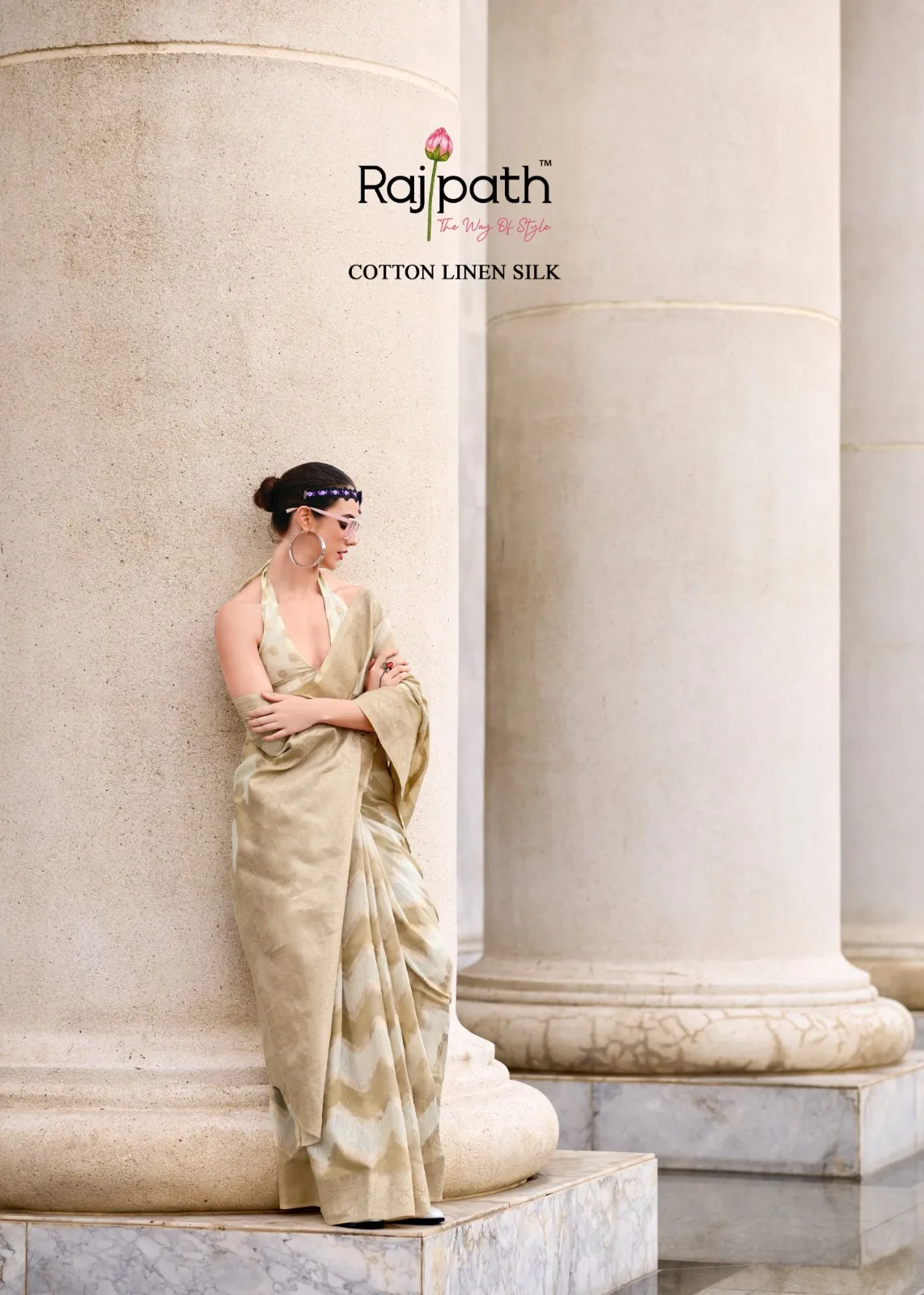 Rajpath Fabric renault Silk Cotton Linen Fancy Saree