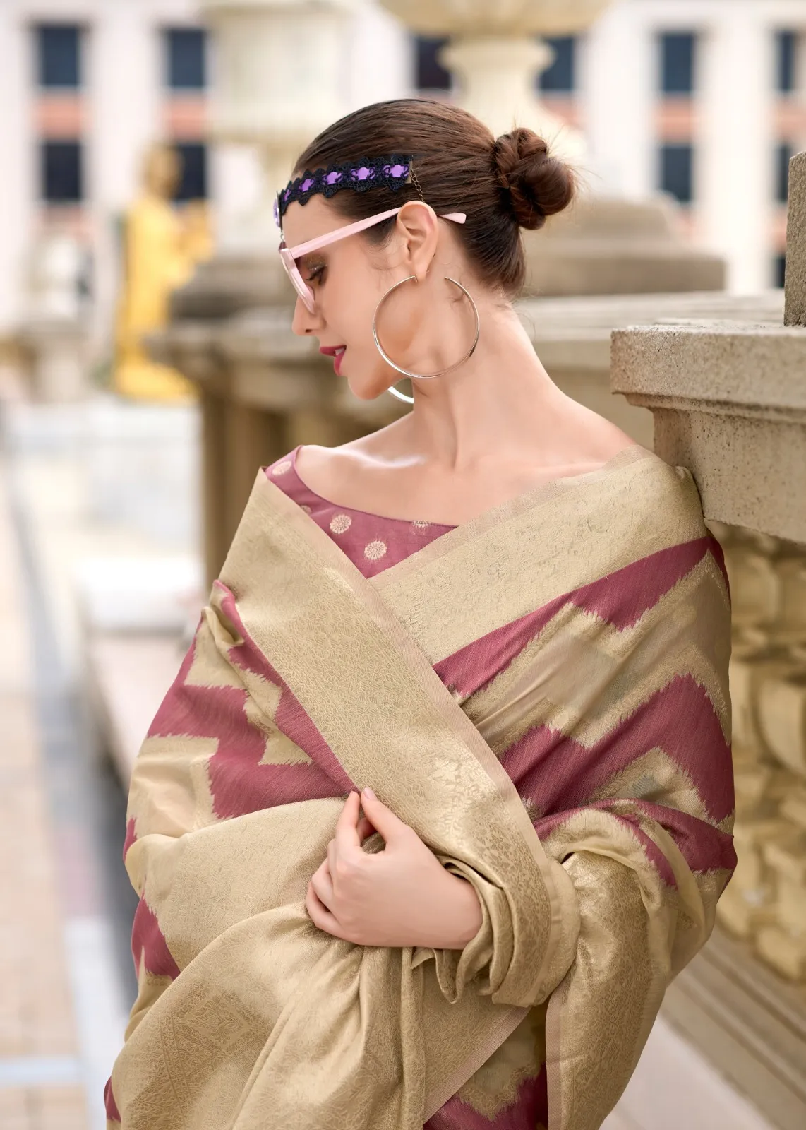 Rajpath Fabric renault Silk Cotton Linen Fancy Saree - Image 5