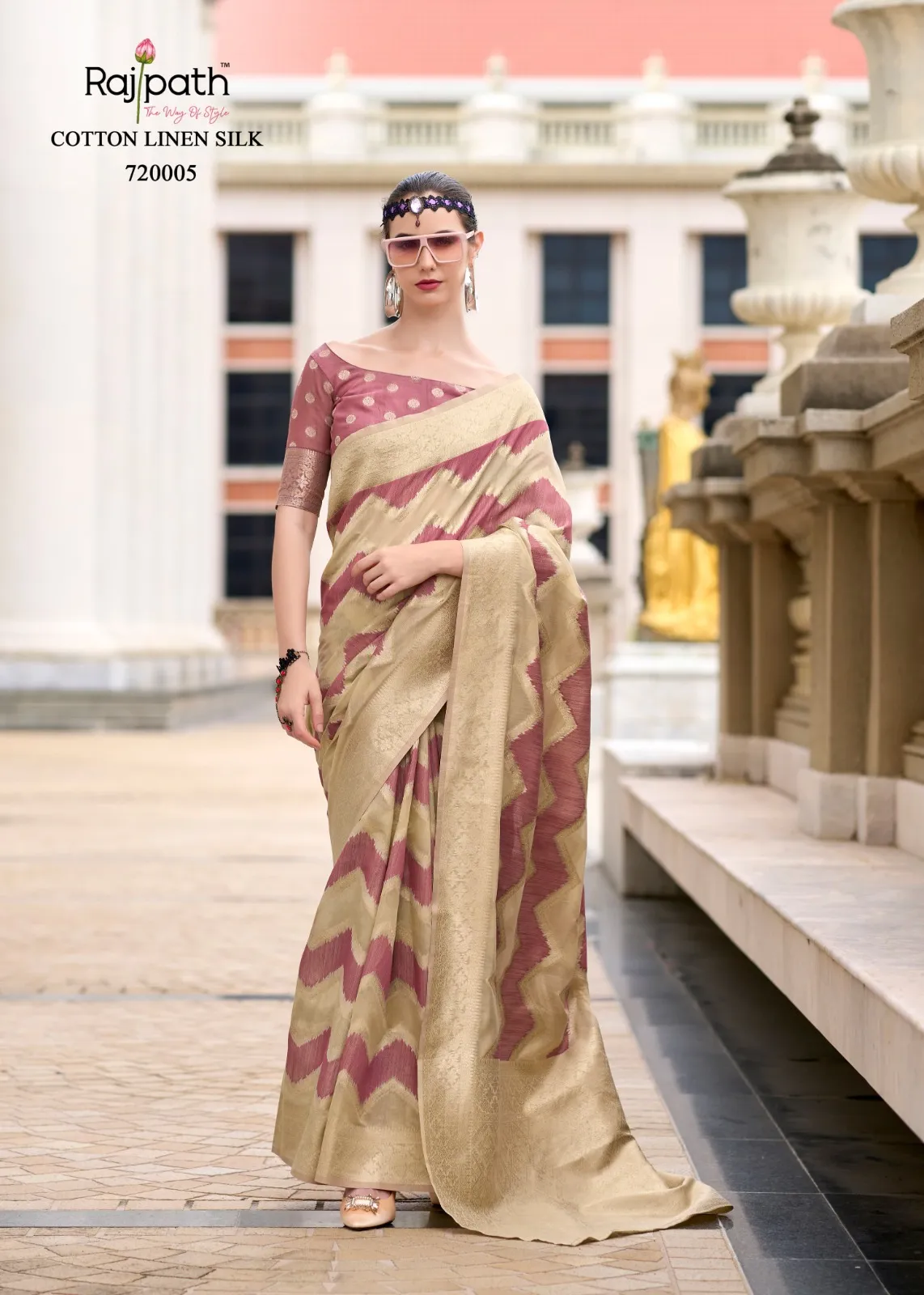 Rajpath Fabric renault Silk Cotton Linen Fancy Saree - Image 7
