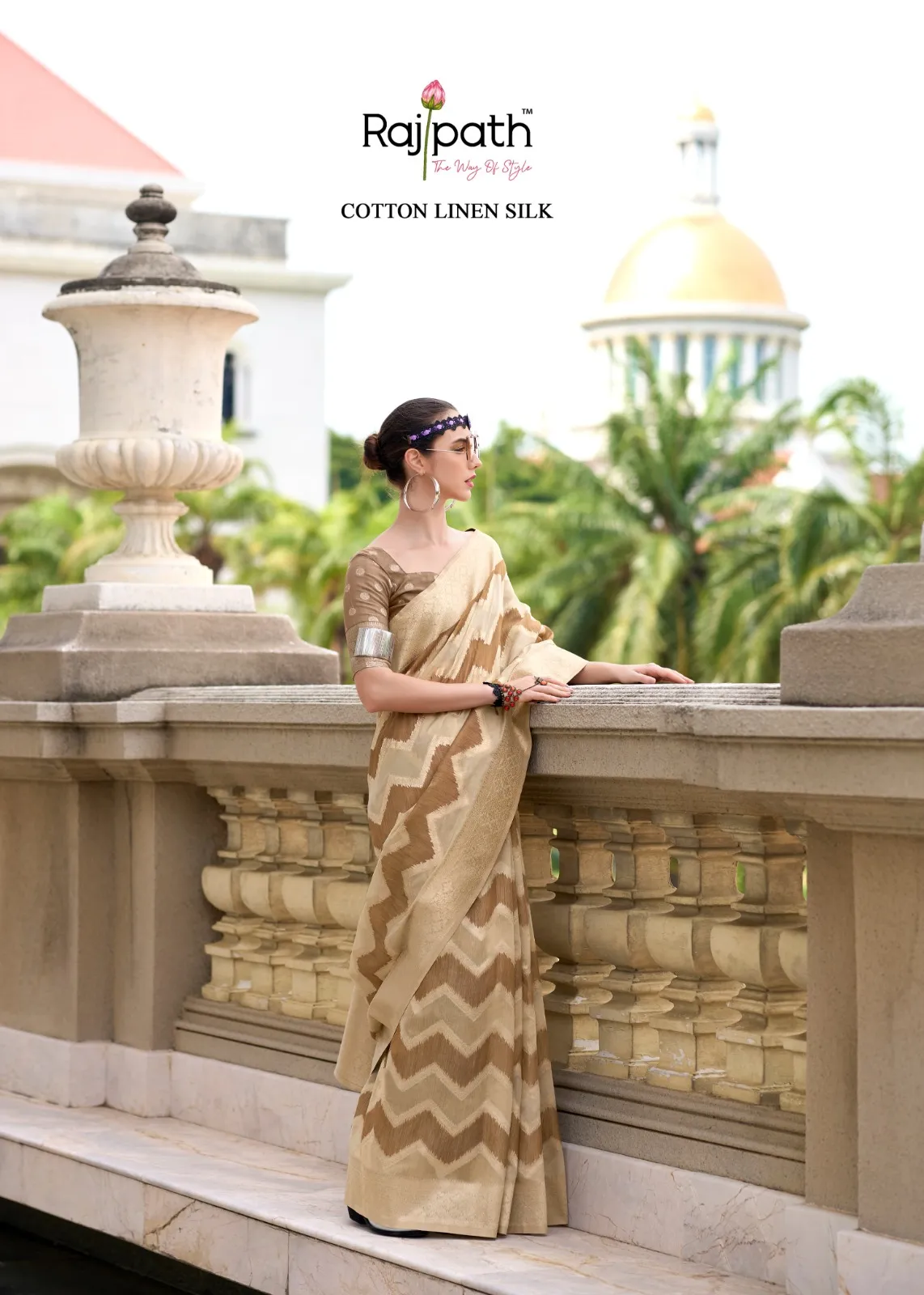 Rajpath Fabric renault Silk Cotton Linen Fancy Saree - Image 9