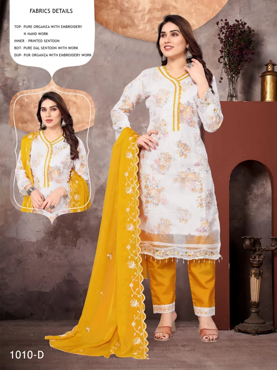 Readymade Organza Pakistani Style Eid Wear Straight Salwar Suit - Image 6