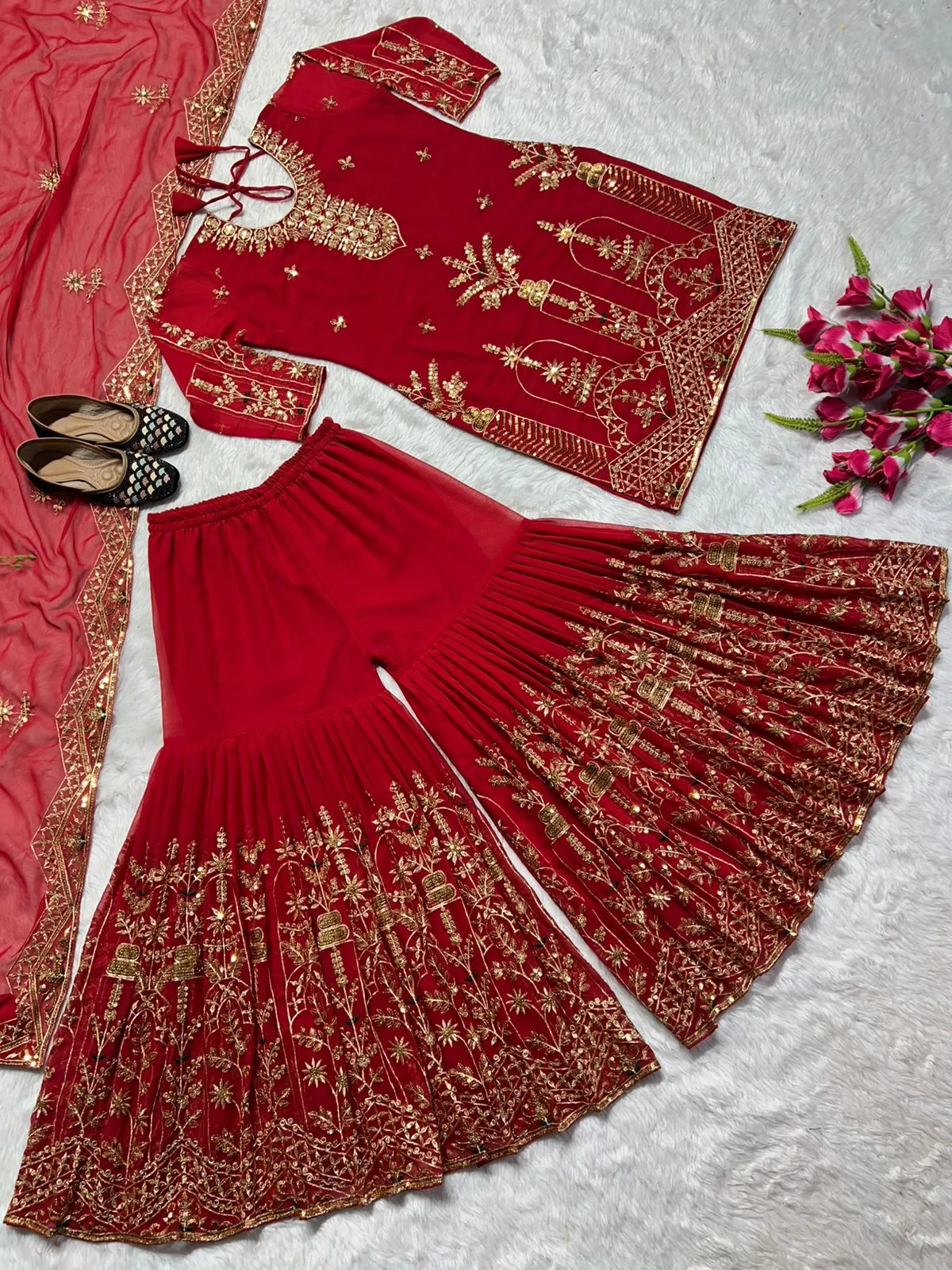 Stylish Green Sharara Dress Eid Collection Salwar Suit - Image 3