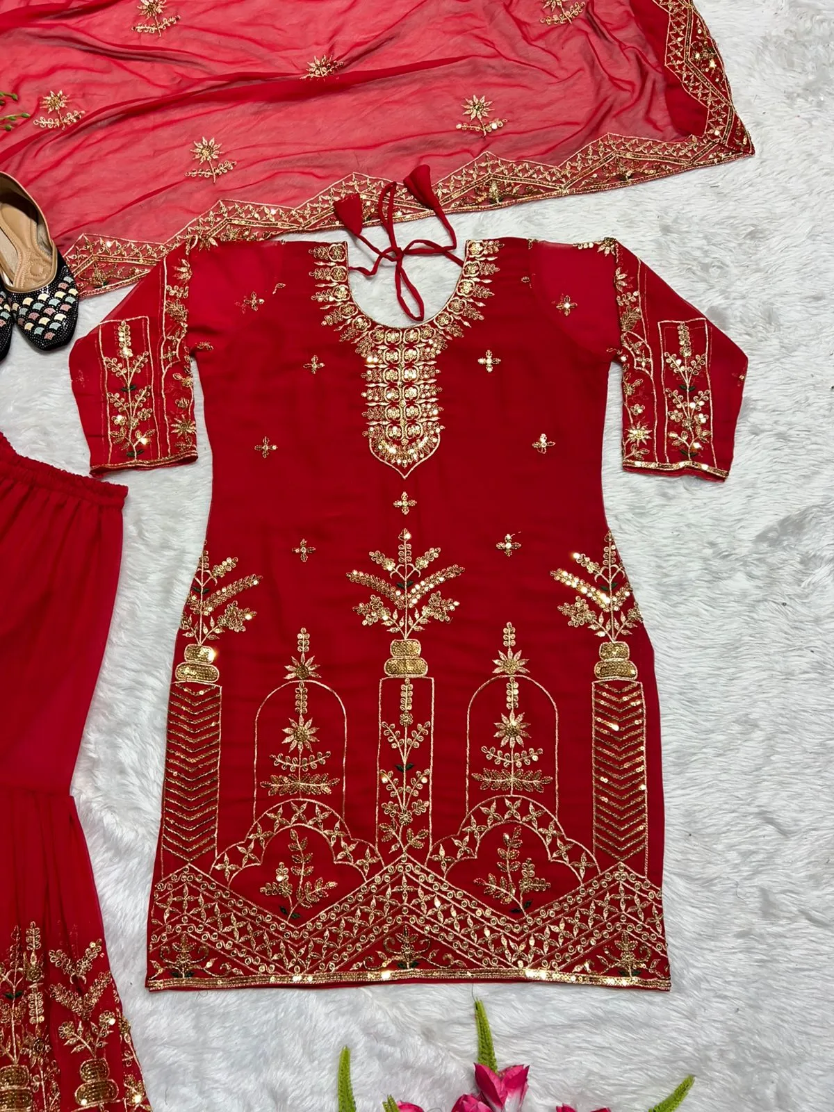 Stylish Green Sharara Dress Eid Collection Salwar Suit - Image 4