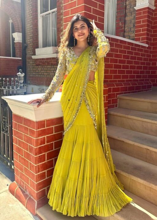 Trending Yellow Lehenga Saree
