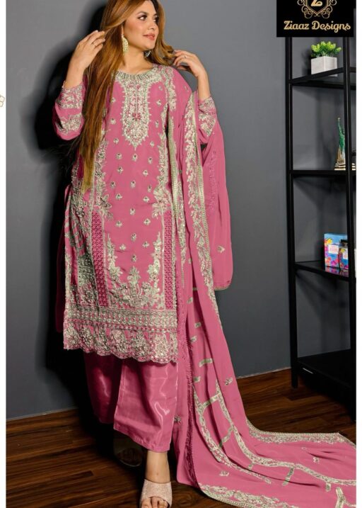 Pakistani Unstitched Salwar Suit With Handwork