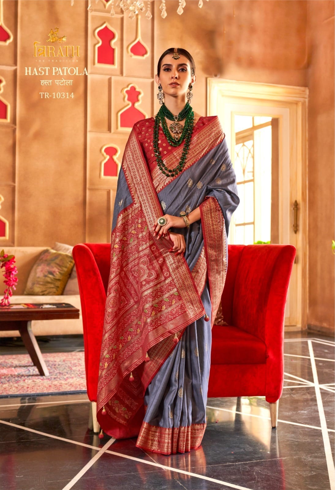 Designer Patola Saree With Shambhal Pure Pallu Saree - Image 3