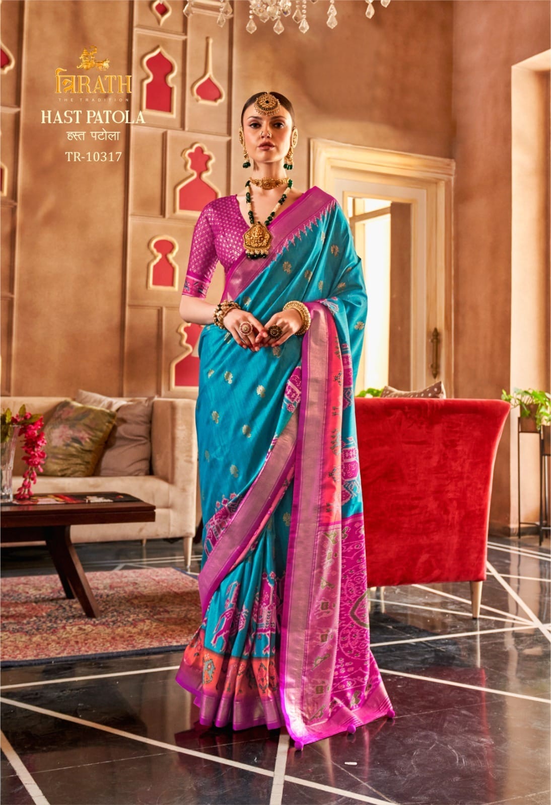 Designer Patola Saree With Shambhal Pure Pallu Saree - Image 2
