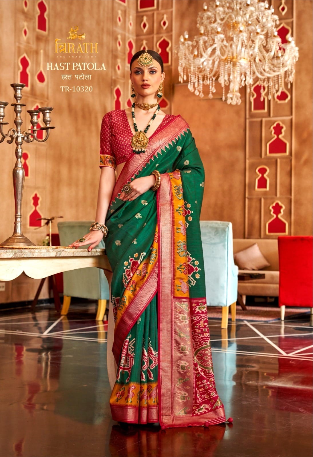 Designer Patola Saree With Shambhal Pure Pallu Saree - Image 4