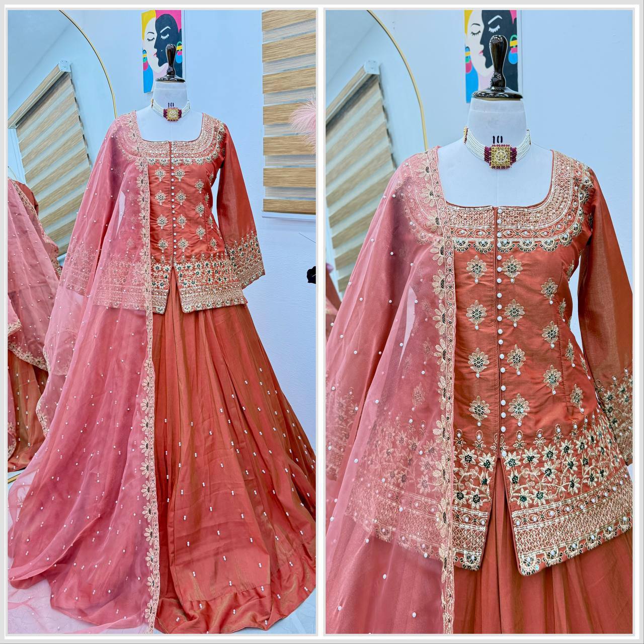 Designer Peplum Top With Lehenga For Wedding - Image 2