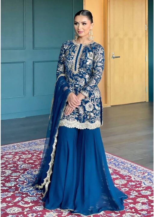 Heavy Embroidery Sharara Salwar Suit