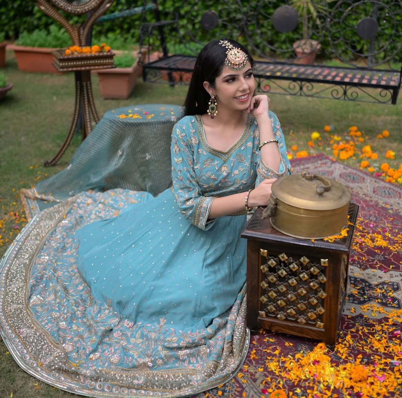 Sky Blue Gown For Party And Wedding Wear
