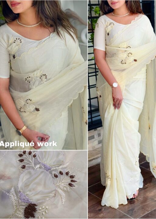 white silk Saree udagi special design