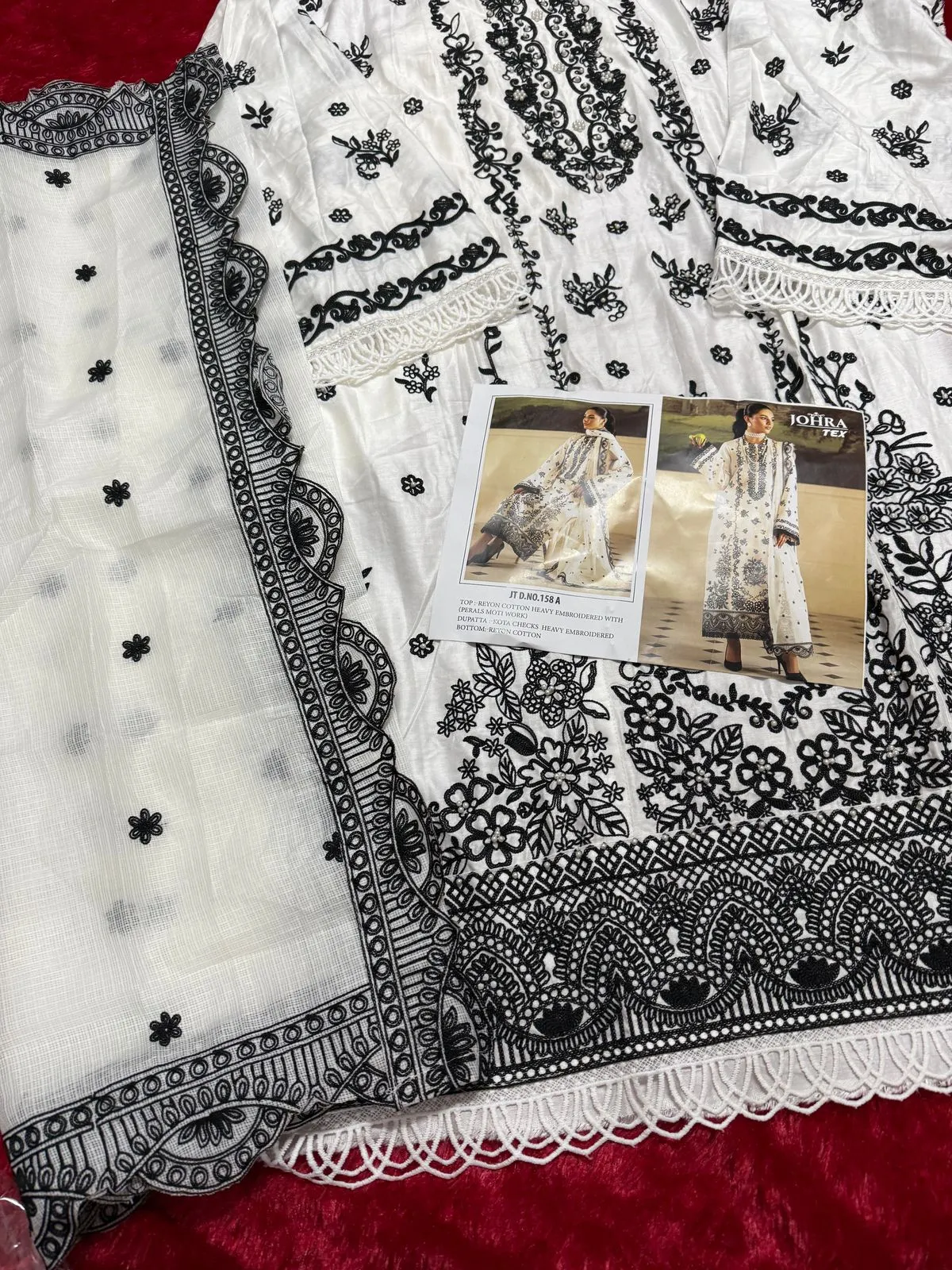 Black And White Embroidery Pakistani Salwar Suit - Image 2