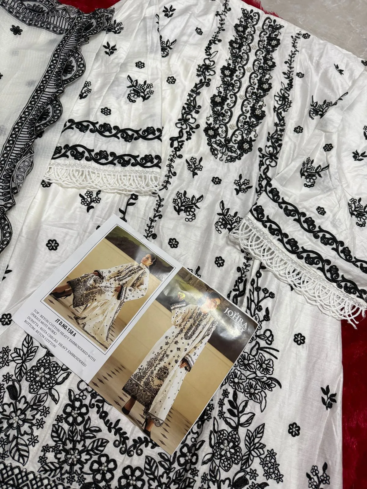 Black And White Embroidery Pakistani Salwar Suit - Image 3
