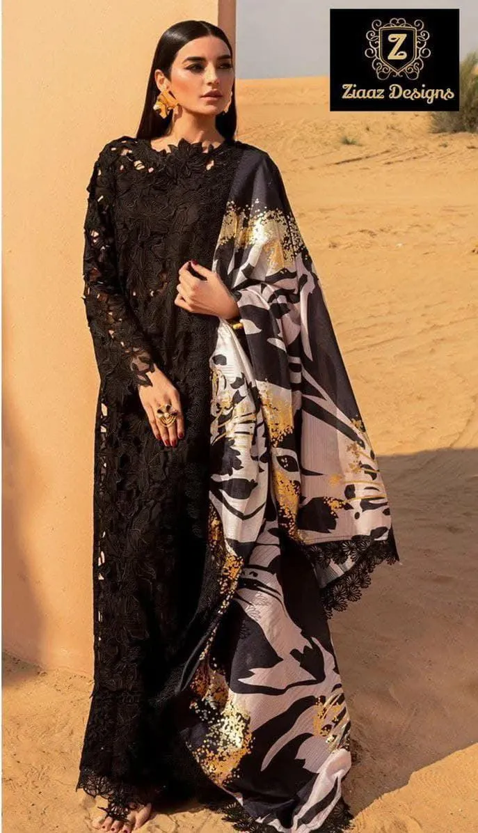 Cotton Black Pakistani Suit For Girls