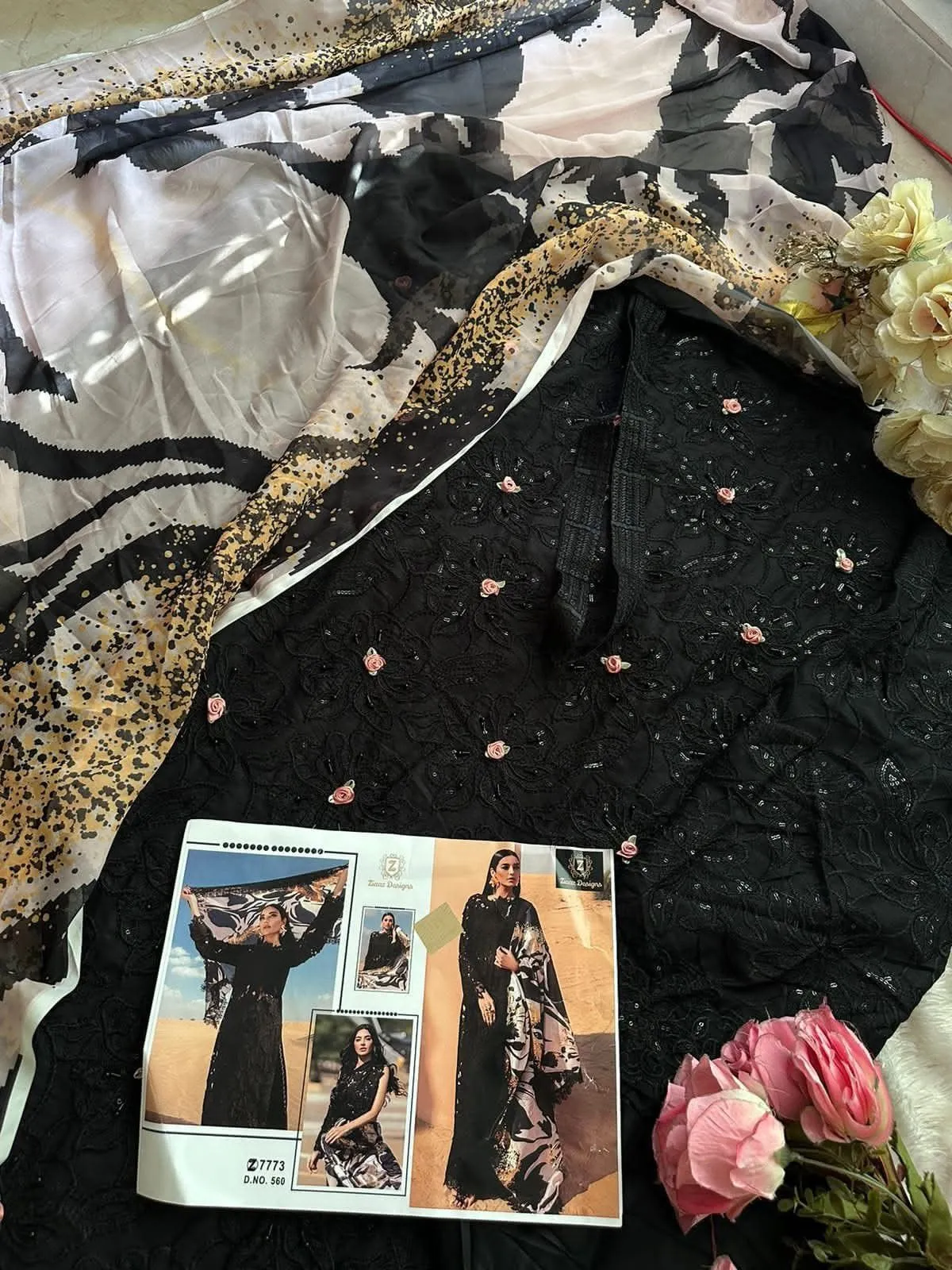 Cotton Black Pakistani Suit For Girls - Image 3