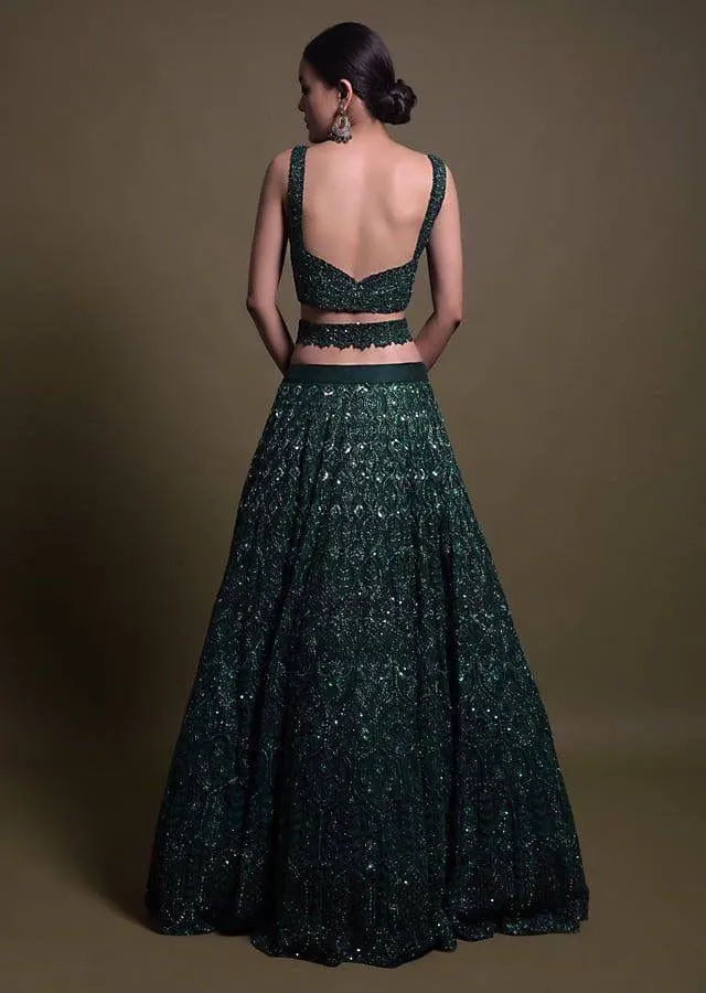 Embellished Green Wedding Wear Girly Lehenga - Image 2